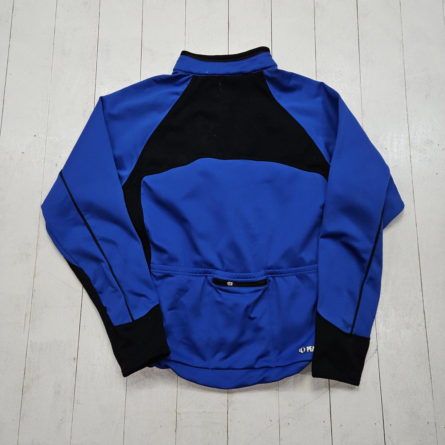 1990s Pearl Izumi Blue Fleece Cold Weather Long Sleeve Cycling Jersey Zip Up Sweatshirt Size L