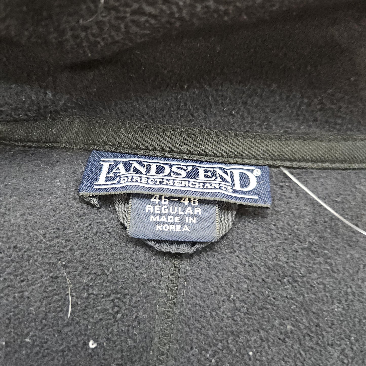 1990s/2000s Y2K Land's End Black Full Zip Fleece Sweatshirt Jacket Size L/XL