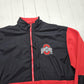 2000s Y2K Logo Athletic OSU Ohio State Buckeyes Red Black Denali Style Fleece Full Zip Sweatshirt Jacket Size XL