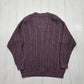 1980s Tarazzia Design Group Mauve Cable Knit Cardigan Sweater Size L