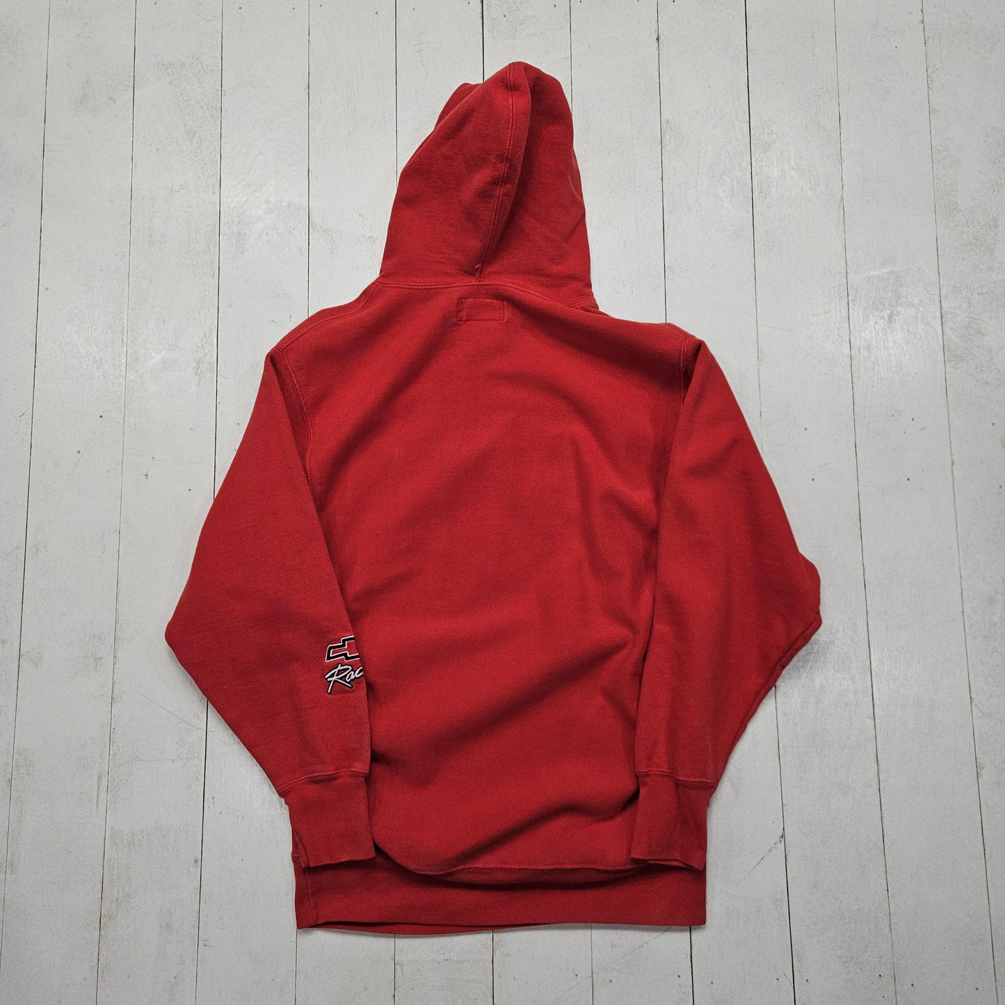 2000s Y2K Steve & Barry's Red Chevy Spellout Reverse Weave Style Hoodie Sweatshirt Size S/M