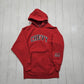 2000s Y2K Steve & Barry's Red Chevy Spellout Reverse Weave Style Hoodie Sweatshirt Size S/M