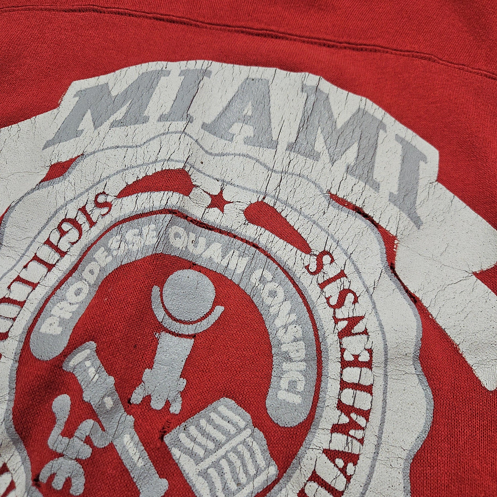 1980s Champion Red Miami University Ohio NCAA Sweatshrit Made in USA Size S