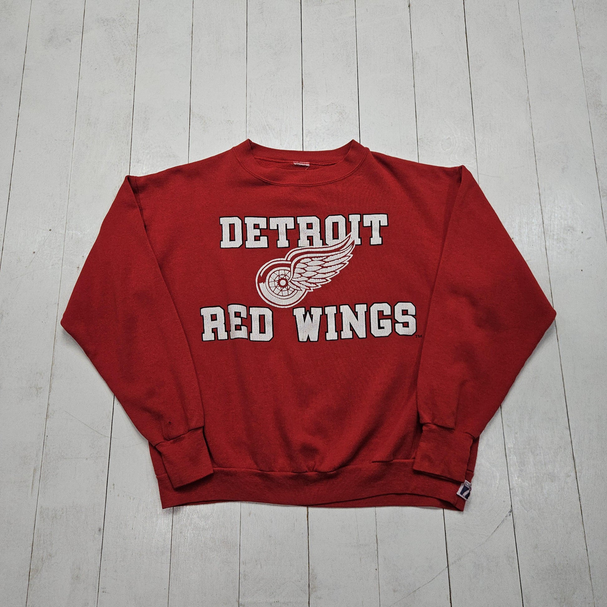 1980s Logo 7 Detroit Red Wings NHL Hockey Sweatshirt Size S/M