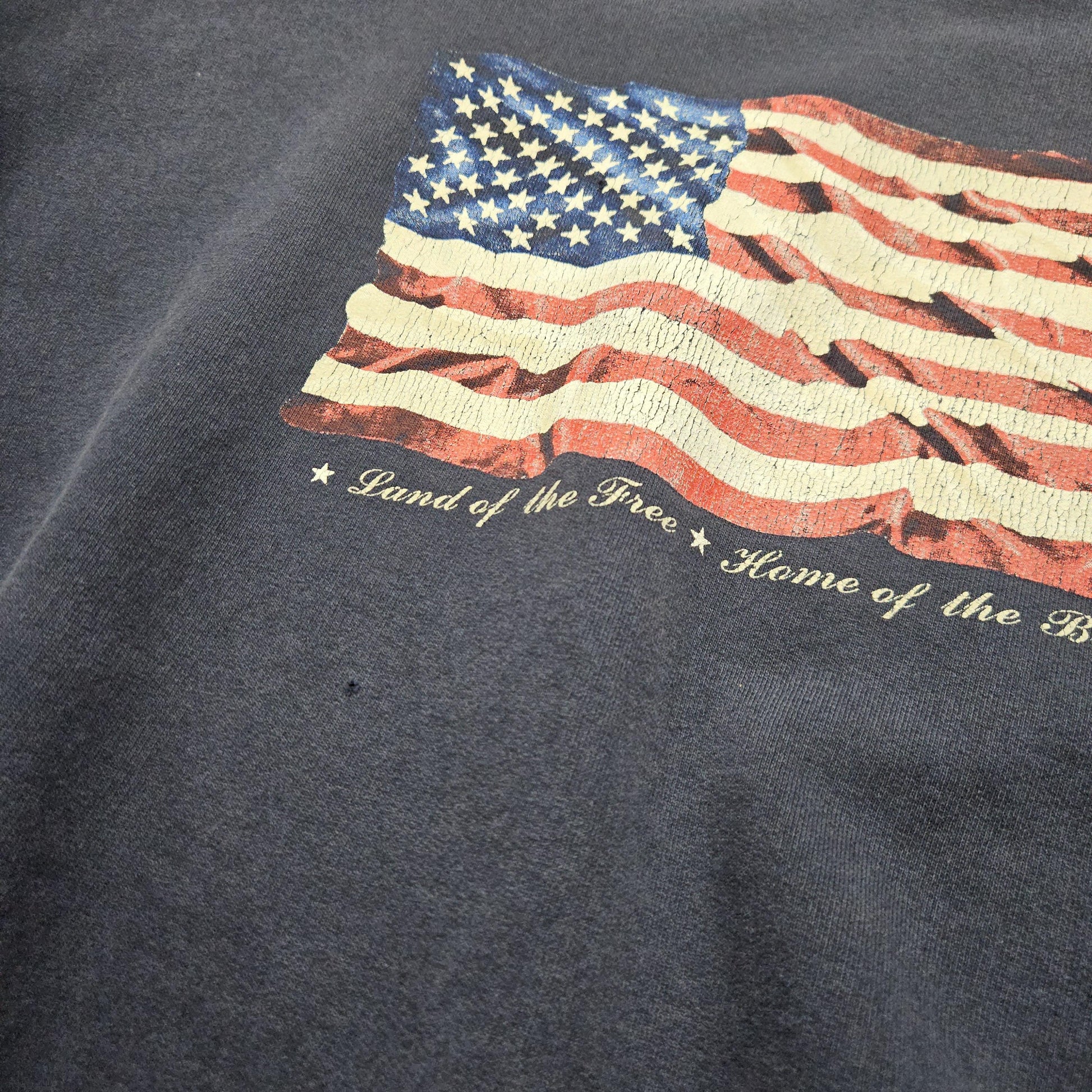 1990s/2000s Y2K Gildan Blue American Flag Sweatshirt Size L