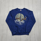 1980s 1985 Jerzees LSJ Blue Deer Animal Wildlife Raglan Sweatshirt Made in USA Size S