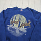 1980s 1985 Jerzees LSJ Blue Deer Animal Wildlife Raglan Sweatshirt Made in USA Size S