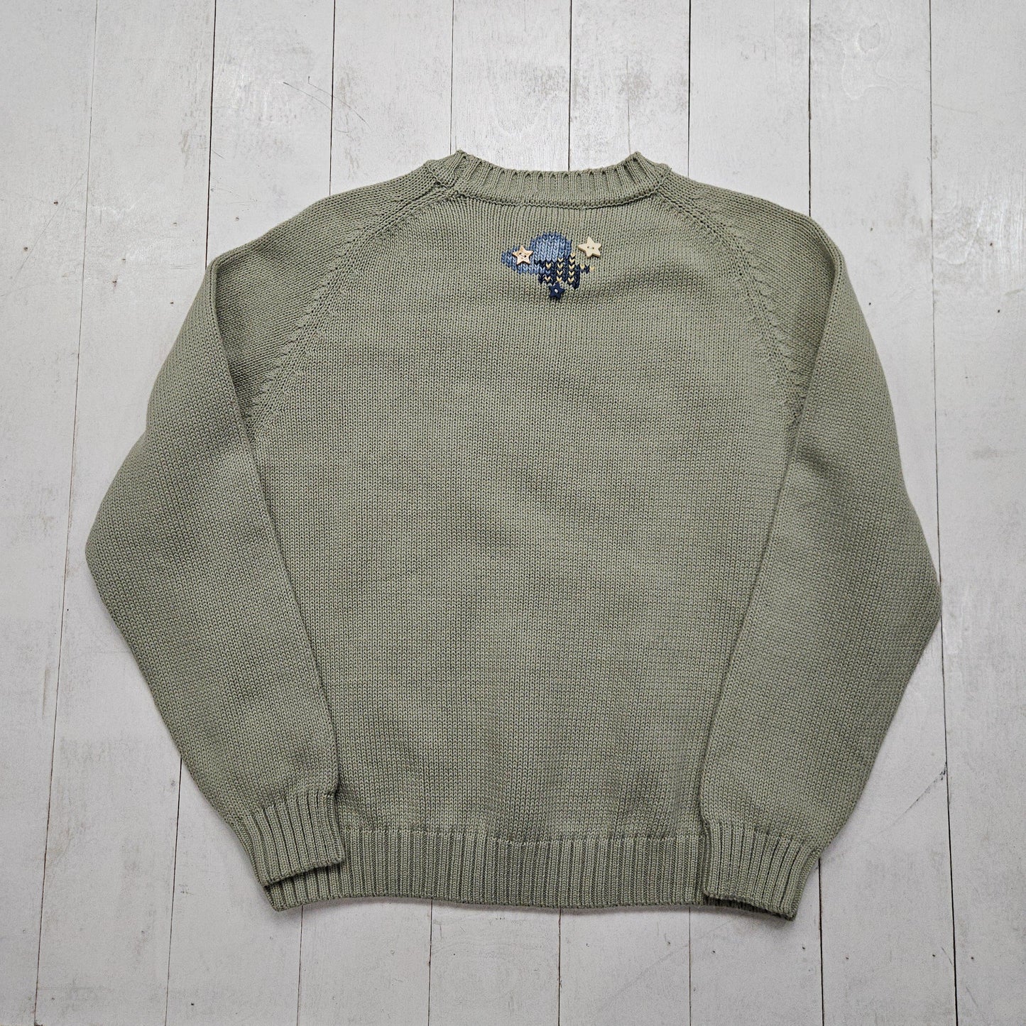 1990s/2000s Light Green Little Bo Peep Knit Sweater Size S