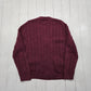 2010s St John's Bay Maroon Cable Knit Cotton Acrylic Cardigan Sweater Size L