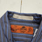 2000s Y2K Red Kap Grey Blue Striped Button Up Work Shirt Size L/XL