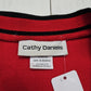 1990s Cathy Daniels Red Acrylic Knit Cardigan Sweater Womens Size XL