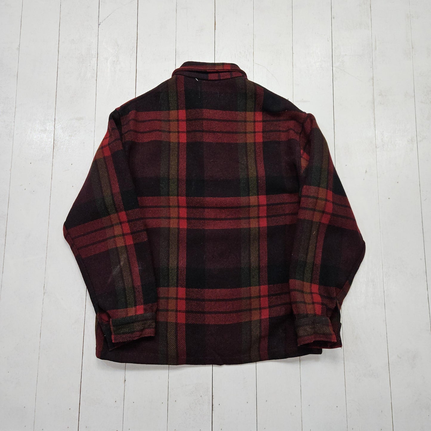 1960s/1970s Pendleton Red Plaid Heavyweight Overshirt Jacket Shacket Made in USA Size L