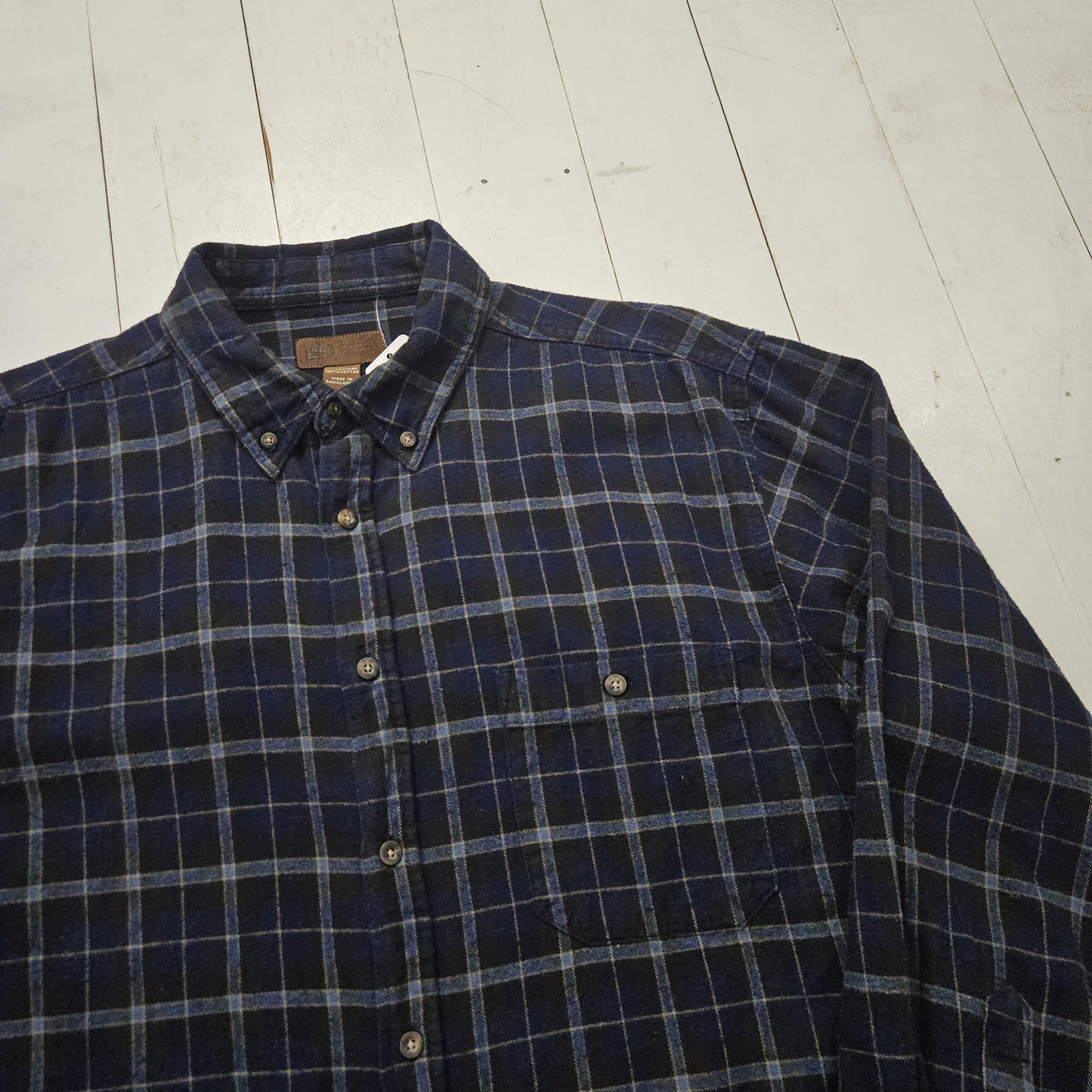 2000s Y2K Faded Glory Blue Plaid Flannel Button Down Shirt Size XL