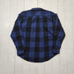 2000s Y2K Old Mill Blue Buffalo Plaid Flannel Button Up Shirt Size L