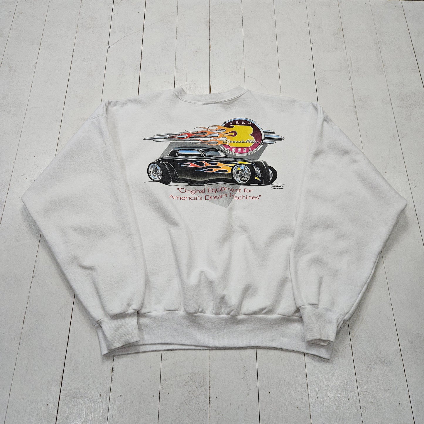 1990s Hanes White Billet Specialties Wheels Car Hot Rod Sweatshirt Size XXL