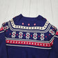 1970s/1980s JC Penney Blue Fair Isle Style Acrylic Knit Sweater Size M/L