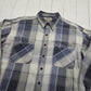 1990s/2000s St John's Bay Blue/Grey Plaid Flannel Button Up Shirt Size XL/XXL