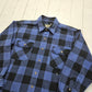 1990s/2000s Field & Stream Heavyweight Blue Buffalo Plaid Button Up Flannel Shirt L