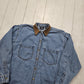 1990s Dockers Denim Button Up Shirt with Leather Collar Womens Size XXL Mens XL