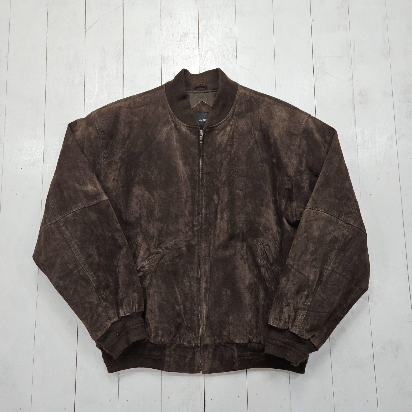 1990s/2000s Y2K Croft & Barrow Dark Brown Suede Bomber Jacket Size L