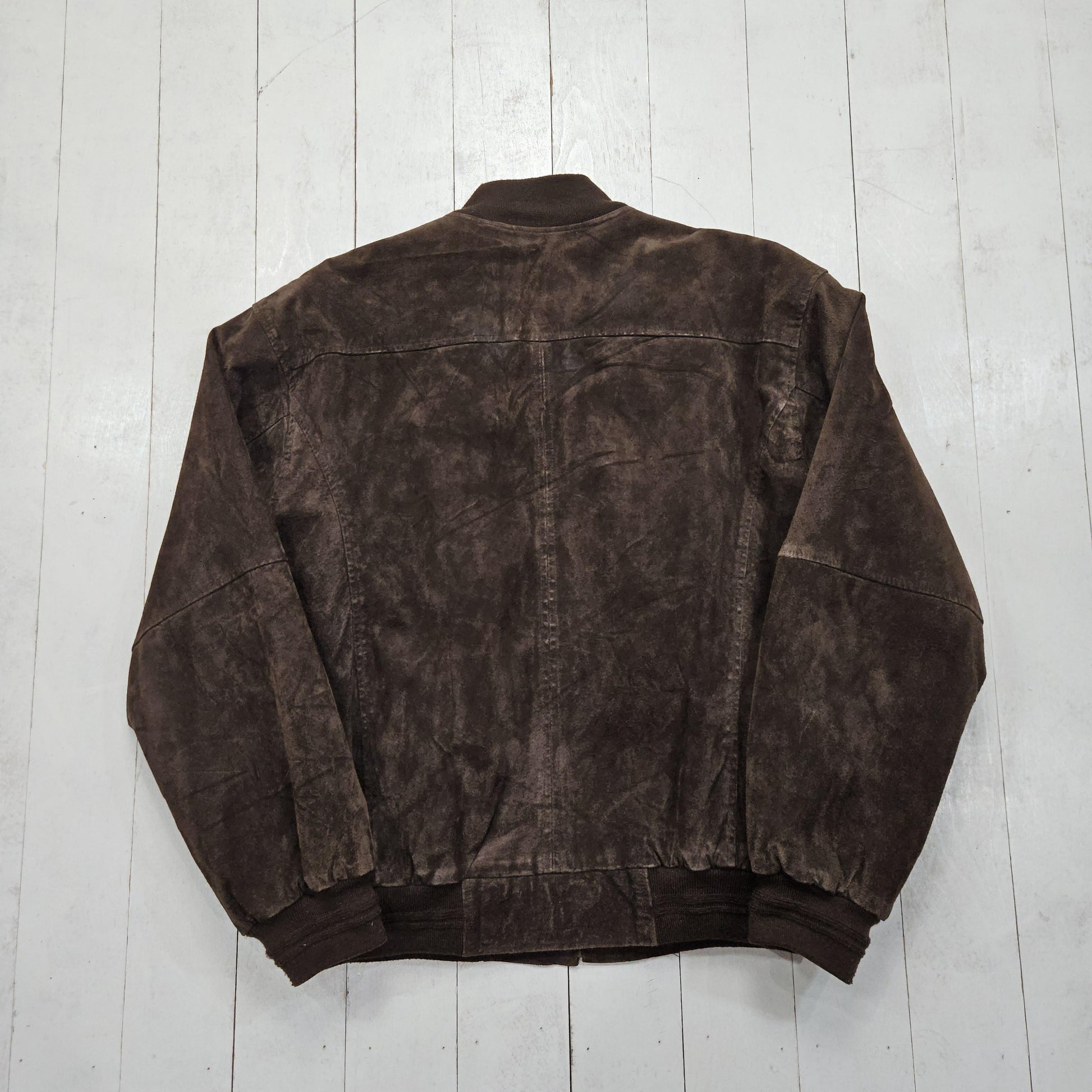 1990s/2000s Y2K Croft & Barrow Dark Brown Suede Bomber Jacket Size L