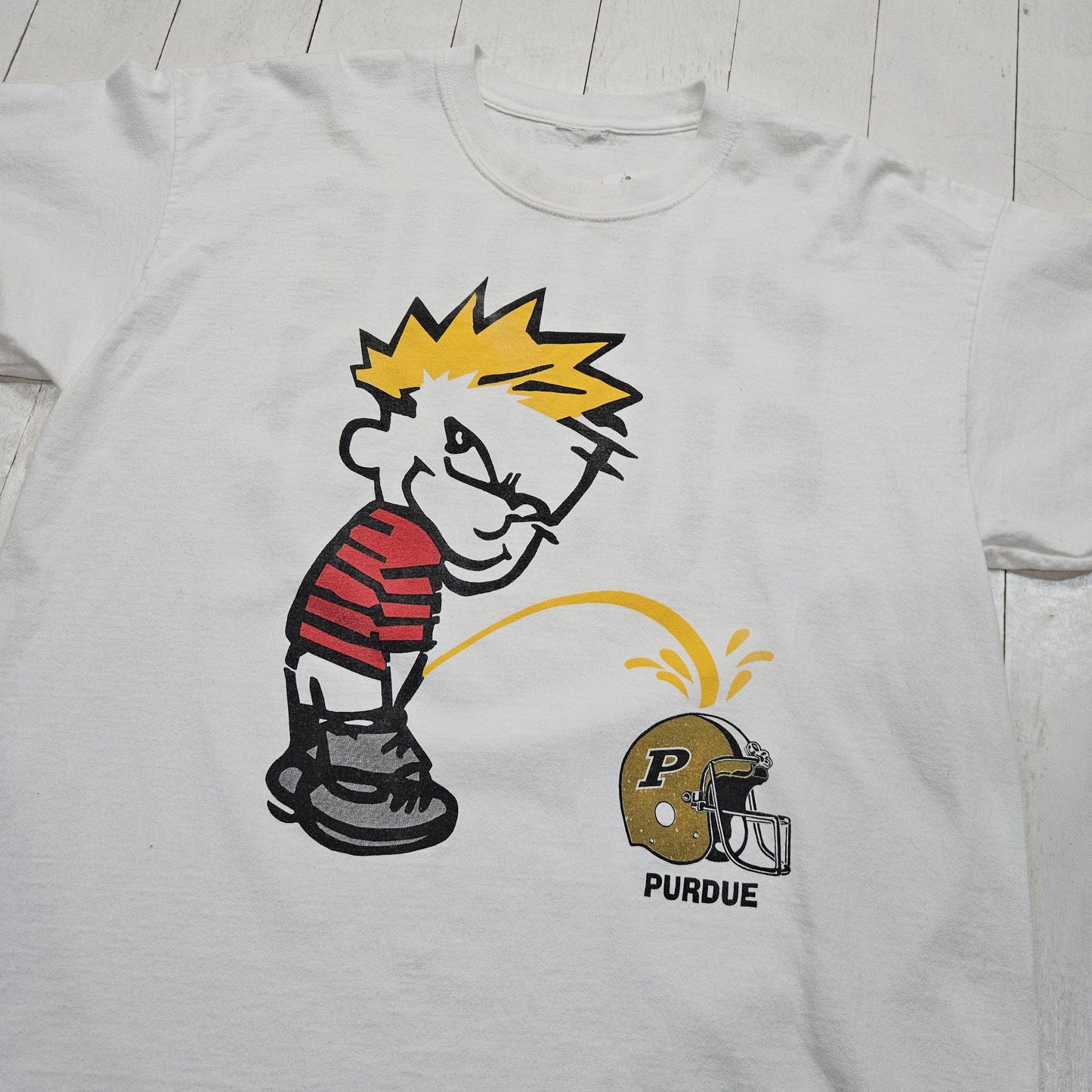 1990s/2000s Y2K Calvin and Hobbes Purdue Sucks NCAA T-Shirt Size XL