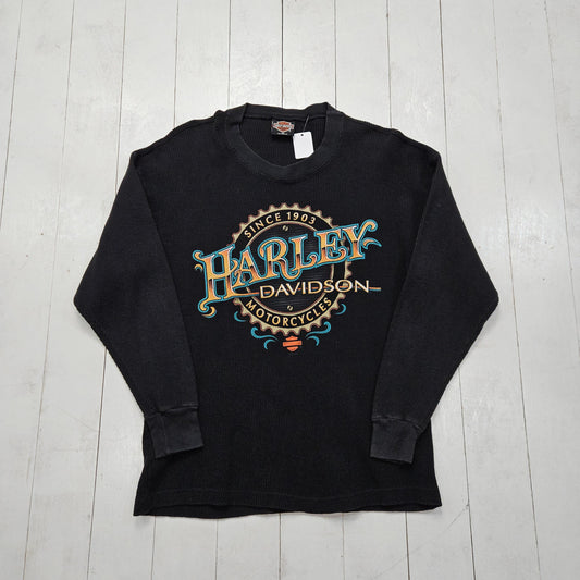 1990s 1997 Harley Davidson Printed Longsleeve Thermal Shirt Made in USA Size M