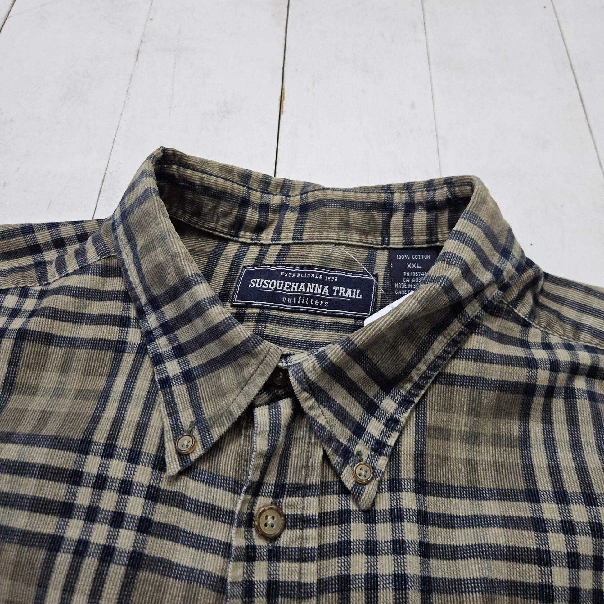 2010s Susquehanna Trail Micro Corduroy Plaid Button Down Shirt Size XXL/3XL