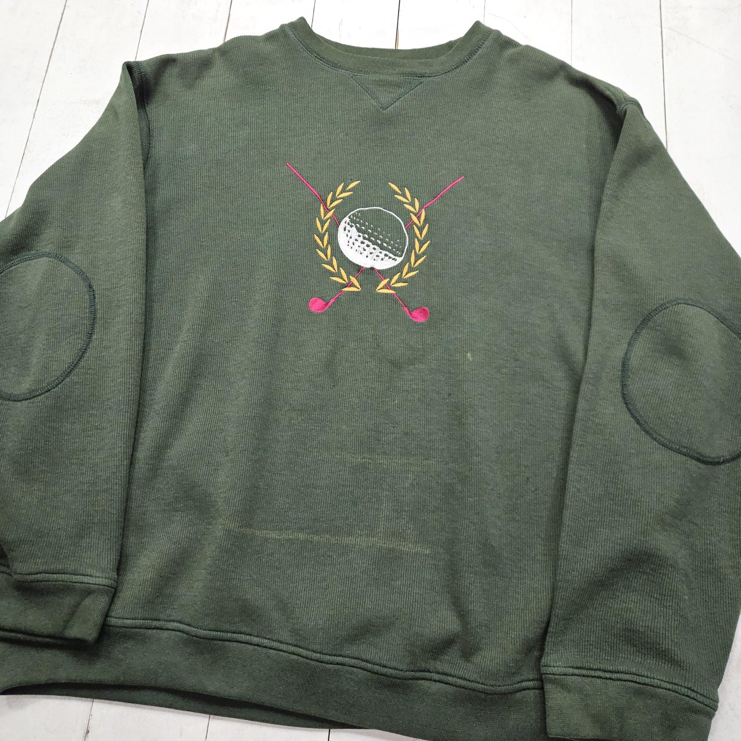 1990s/2000s Y2K Grand Slam Green Golfing Embroidered Sweatshirt Size XXL