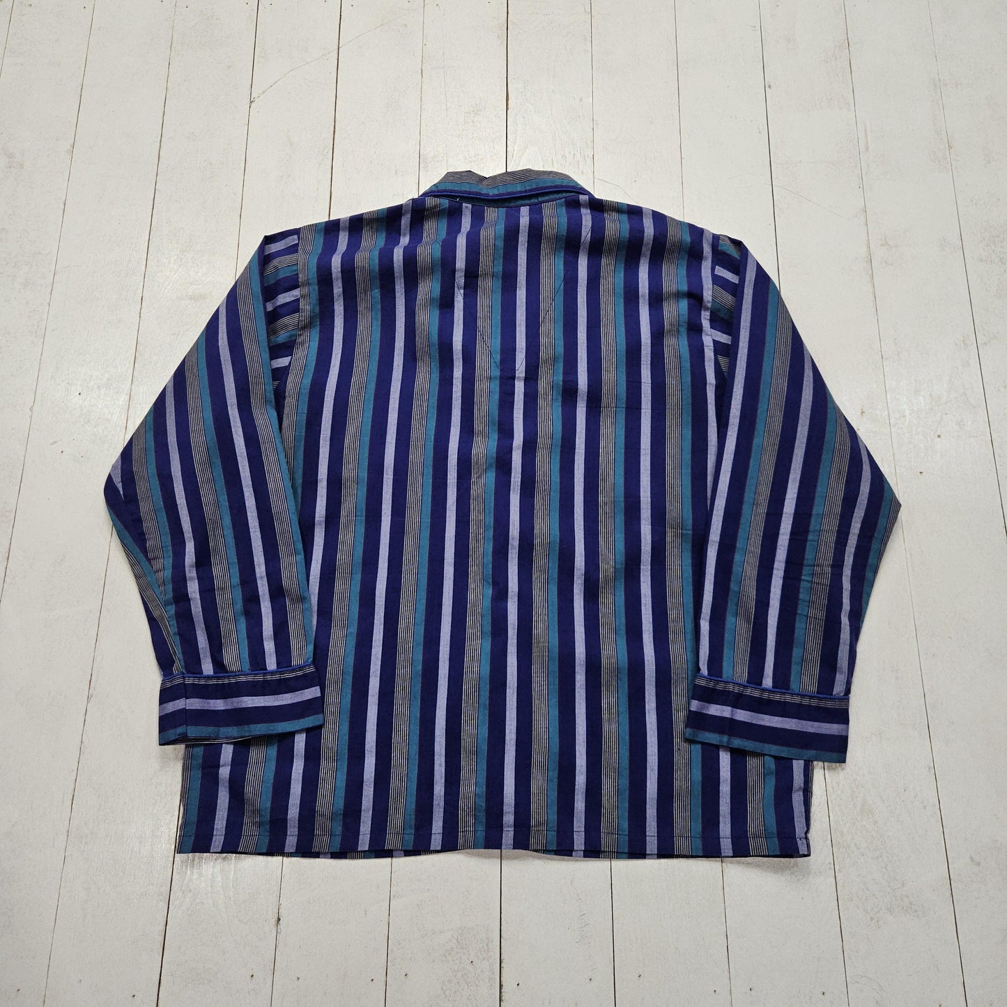 1980s/1990s Jockey Purple Striped Button Up Sleep Shirt Size L