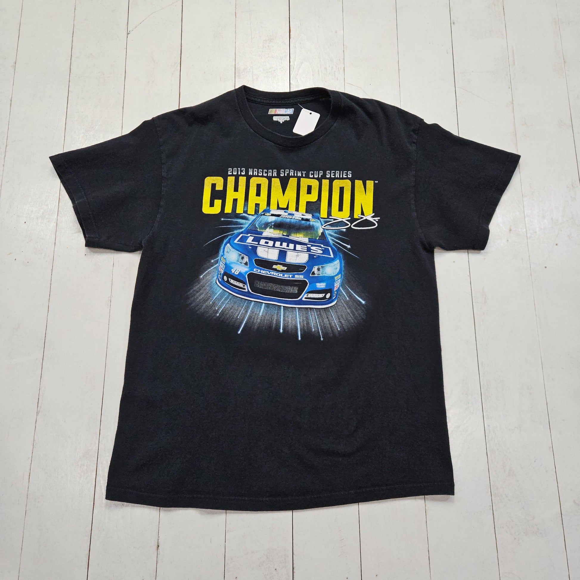 2010s 2013 Black Jimmie Johnson Sprint Cup Champion NASCAR Racing T-Shirt Size M