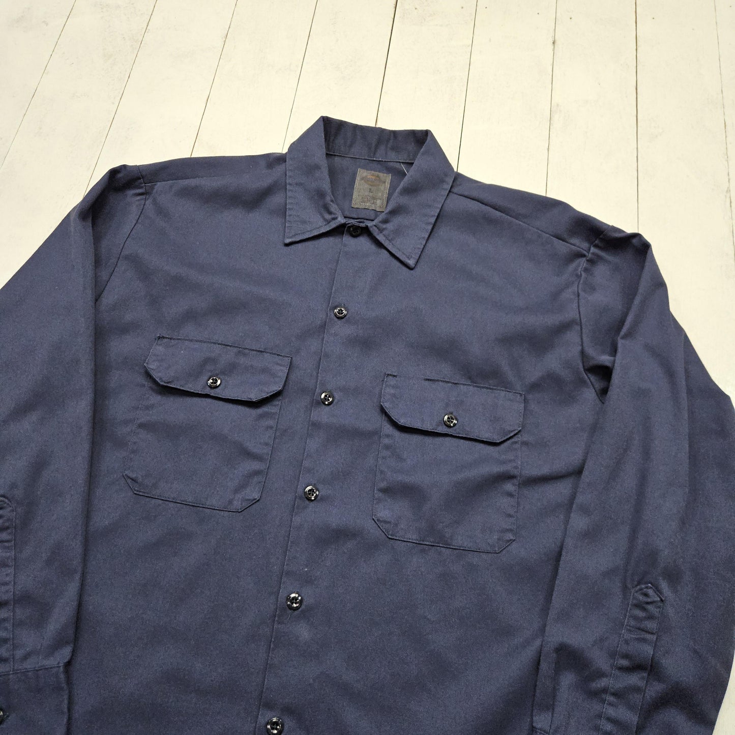 2000s Y2K Dickies Blue Button Up Work Shirt Size L