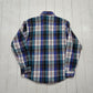 1980s Field & Stream Blue White Plaid Flannel Button Up Shirt Made in USA Size L