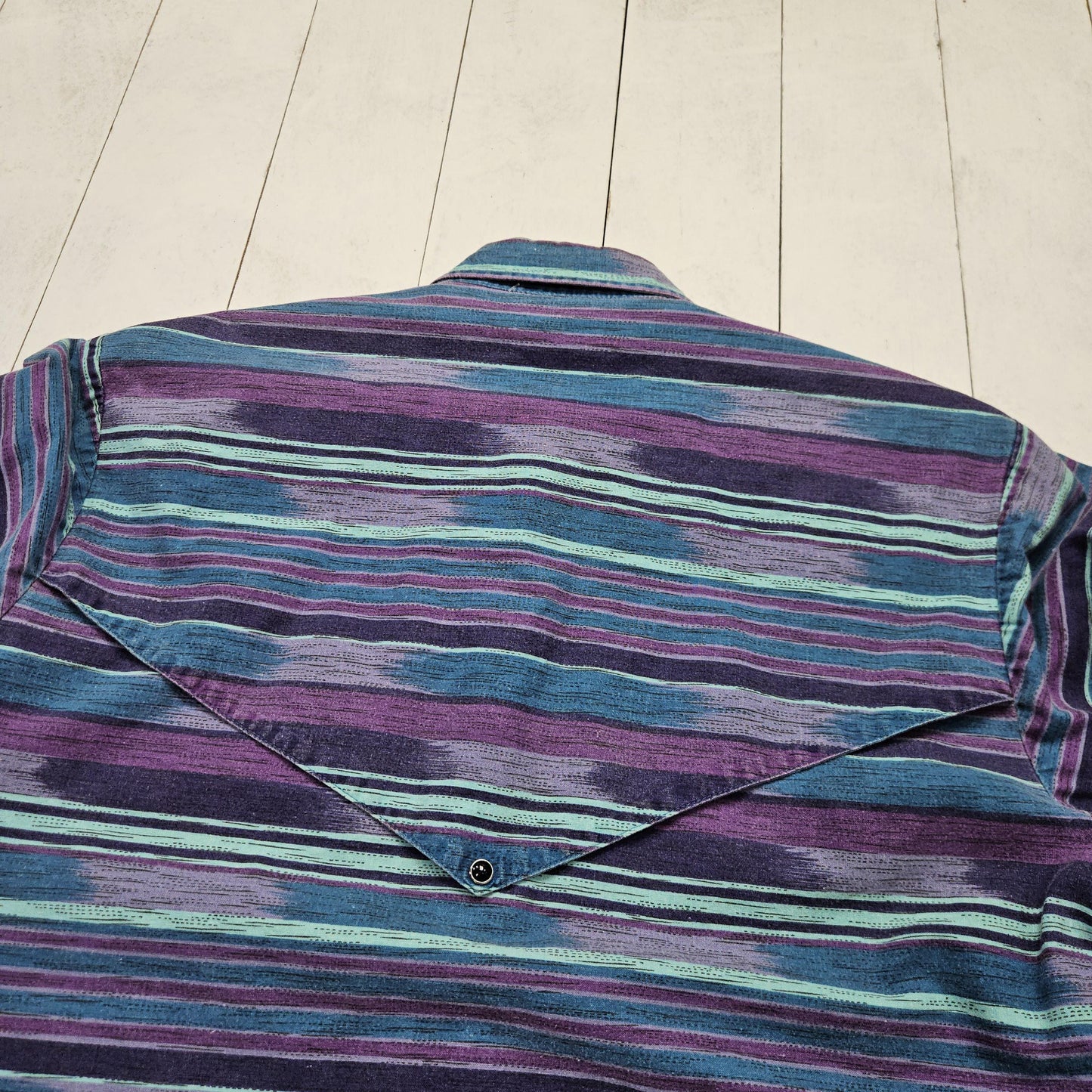 1980s/1990s Roper Blue Purple Striped Snaps Slaps Brushpopper Style Western Shirt Size M/L