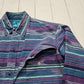 1980s/1990s Roper Blue Purple Striped Snaps Slaps Brushpopper Style Western Shirt Size M/L