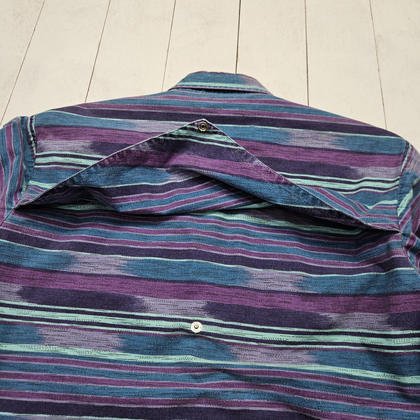 1980s/1990s Roper Blue Purple Striped Snaps Slaps Brushpopper Style Western Shirt Size M/L