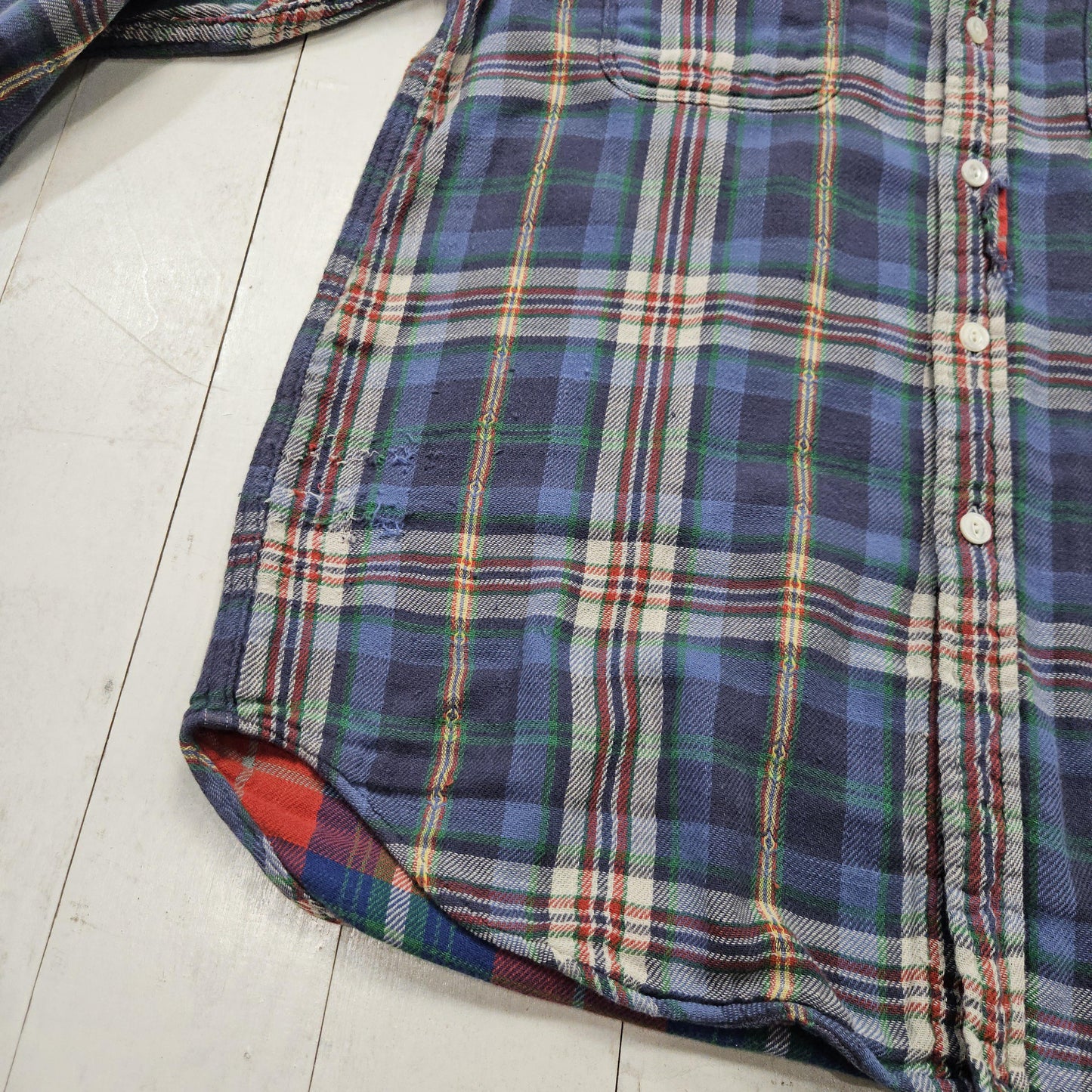 2010s Polo Ralph Lauren Blue Red Plaid Flannel Button Down Shirt Size M