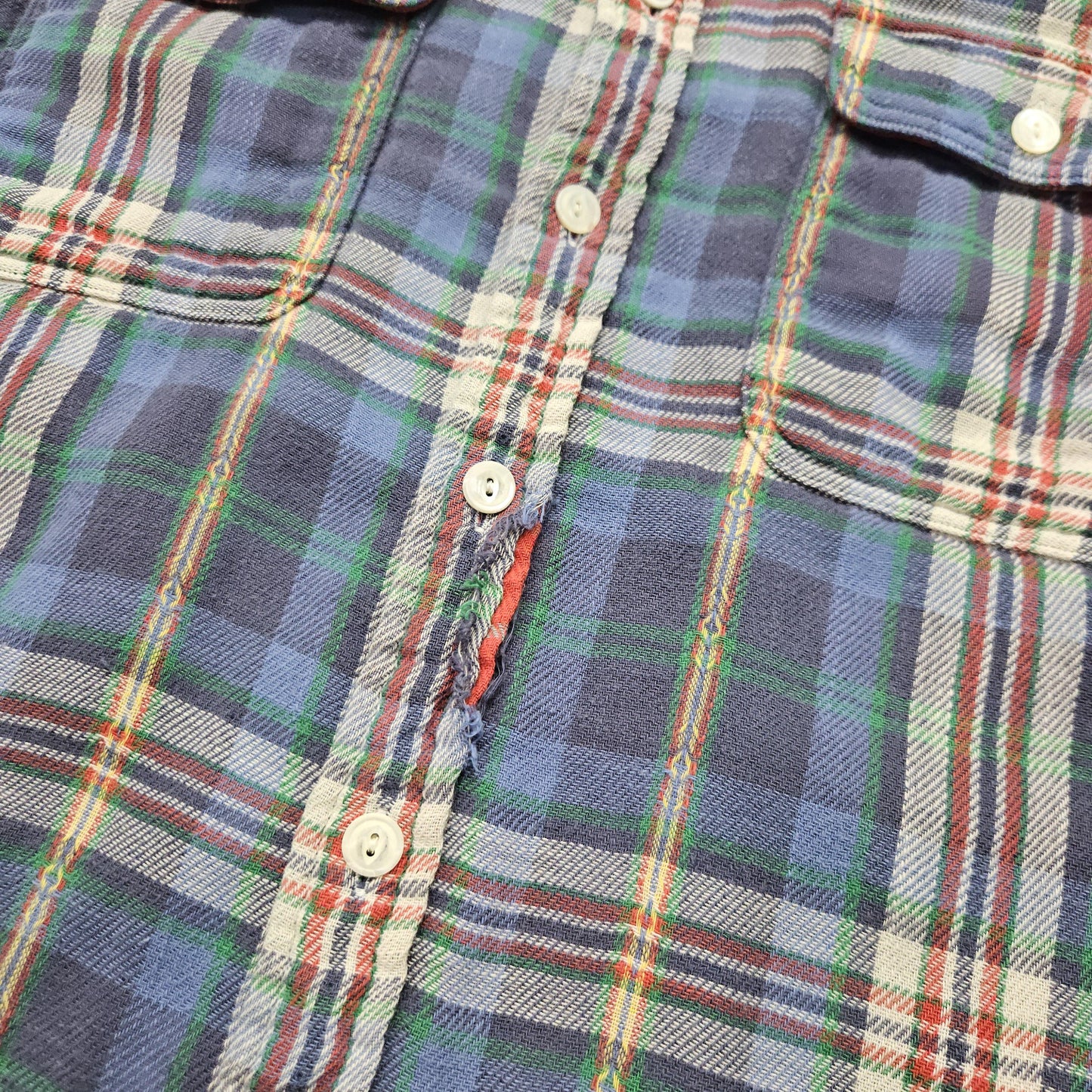 2010s Polo Ralph Lauren Blue Red Plaid Flannel Button Down Shirt Size M