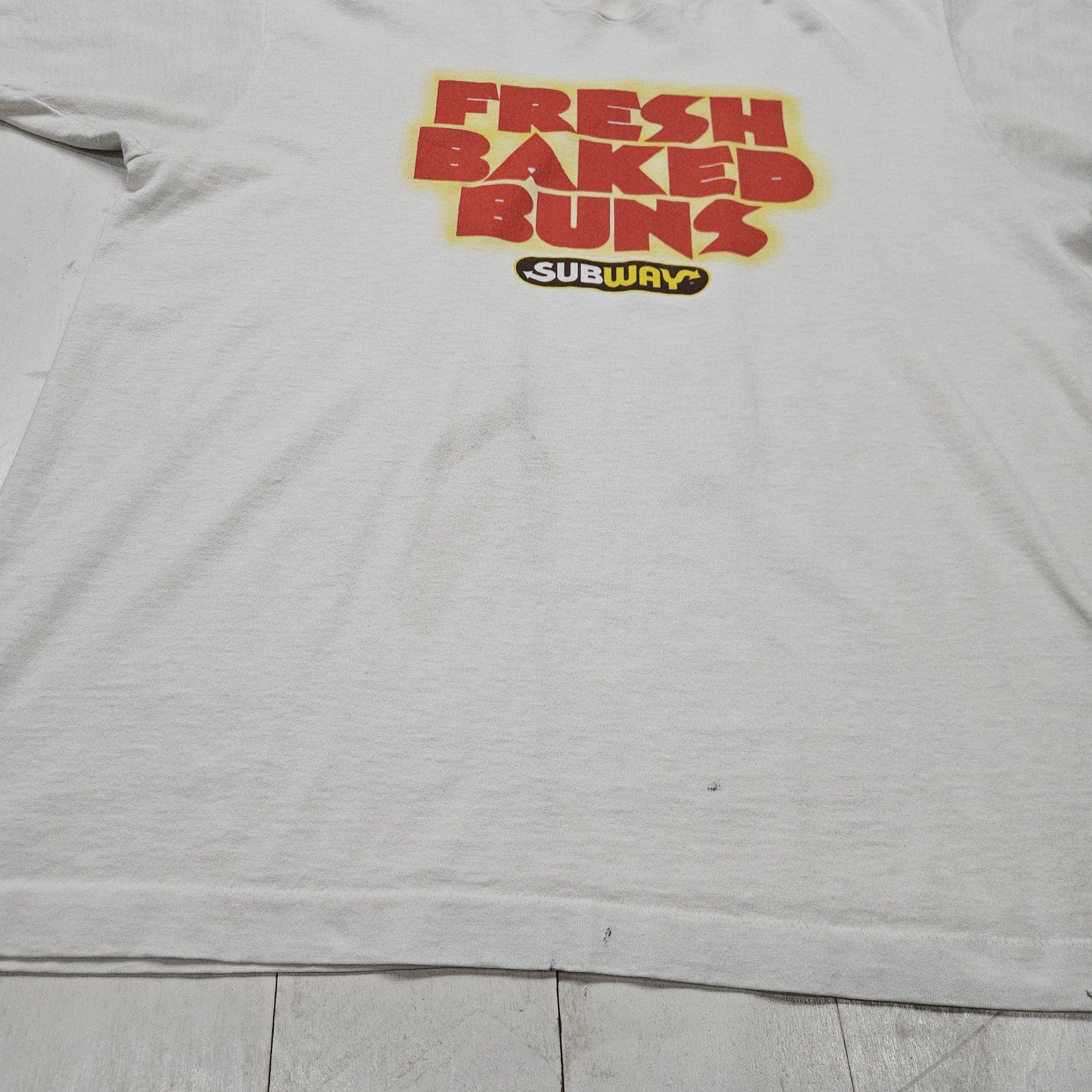 1990s Screen Stars Subway Fresh Baked Buns Promotional T-Shirt Made in USA Size L