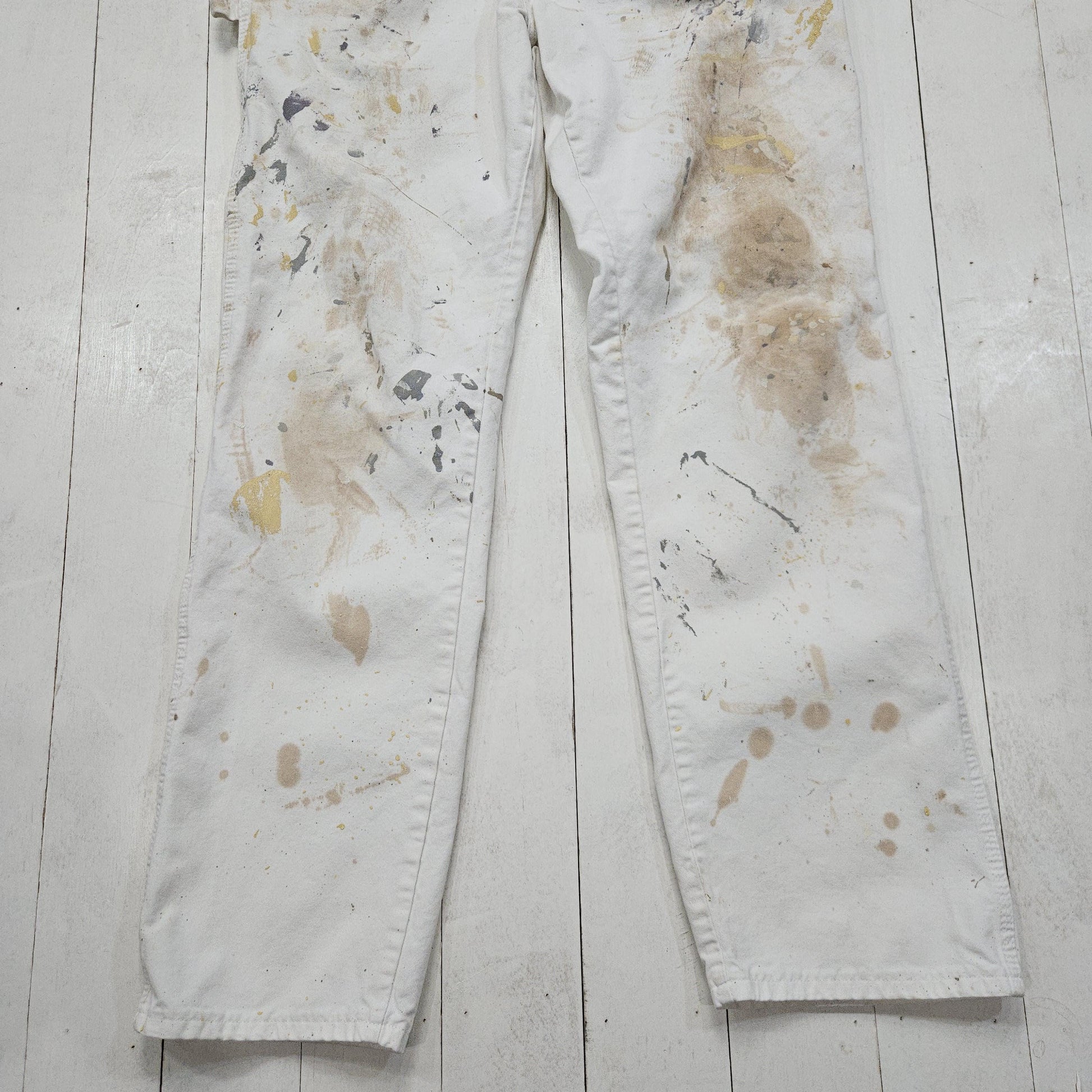 2000s Y2K Dickies Paint Splattered Iowa Paint White Painter's Pants Size 32x31.5