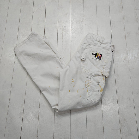 2000s Y2K Dickies Paint Splattered Iowa Paint White Painter's Pants Size 32x31.5