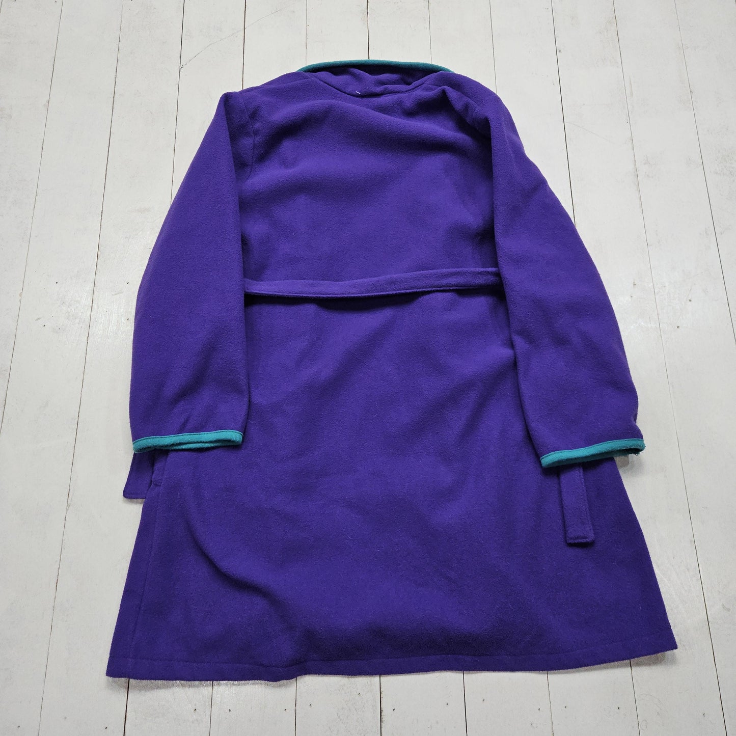 1990s Lands' End Purple Fleece Robe Made in USA Size M