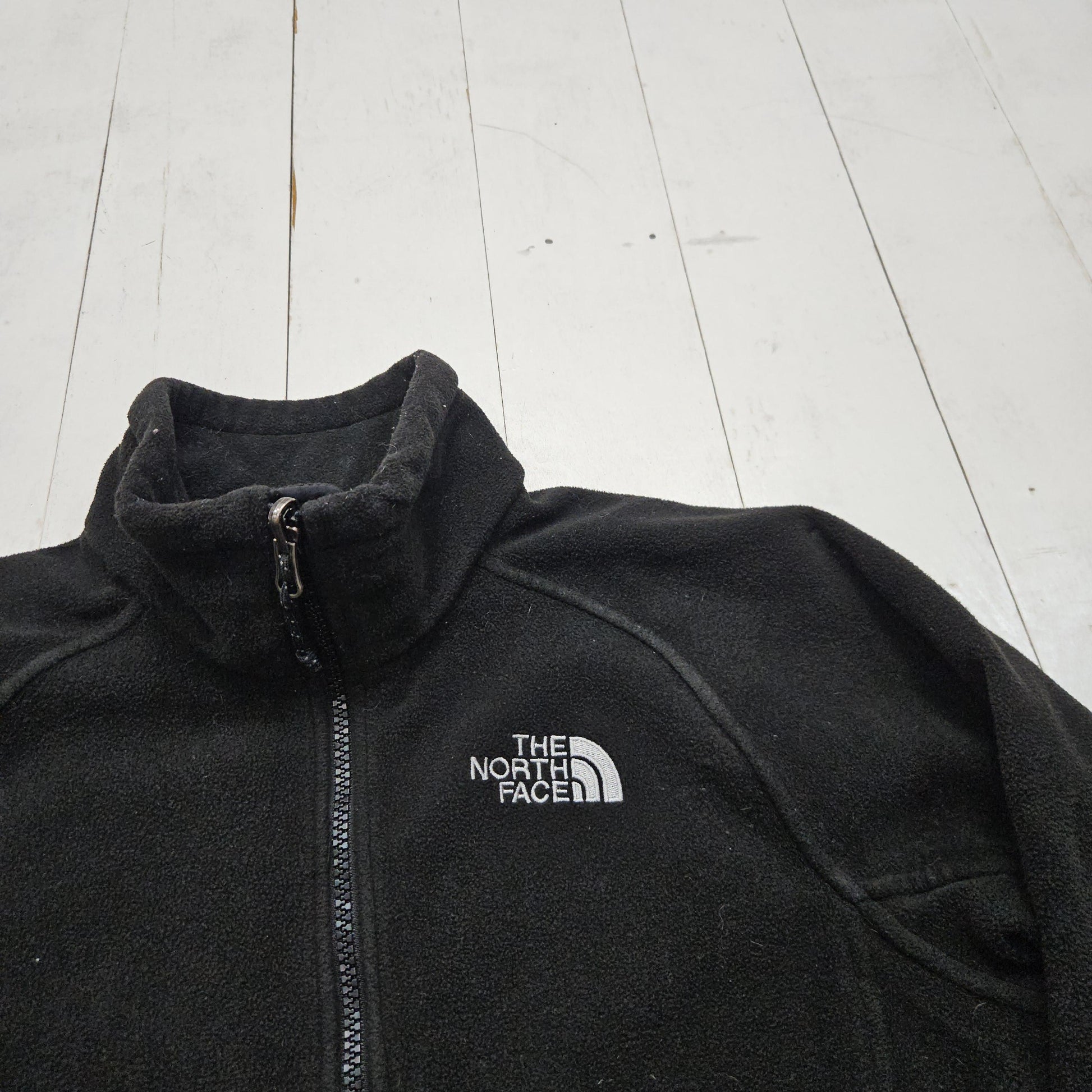 2000s Y2K The North Face TNF Black Zip Up Fleece Sweatshirt Jakcet Size S