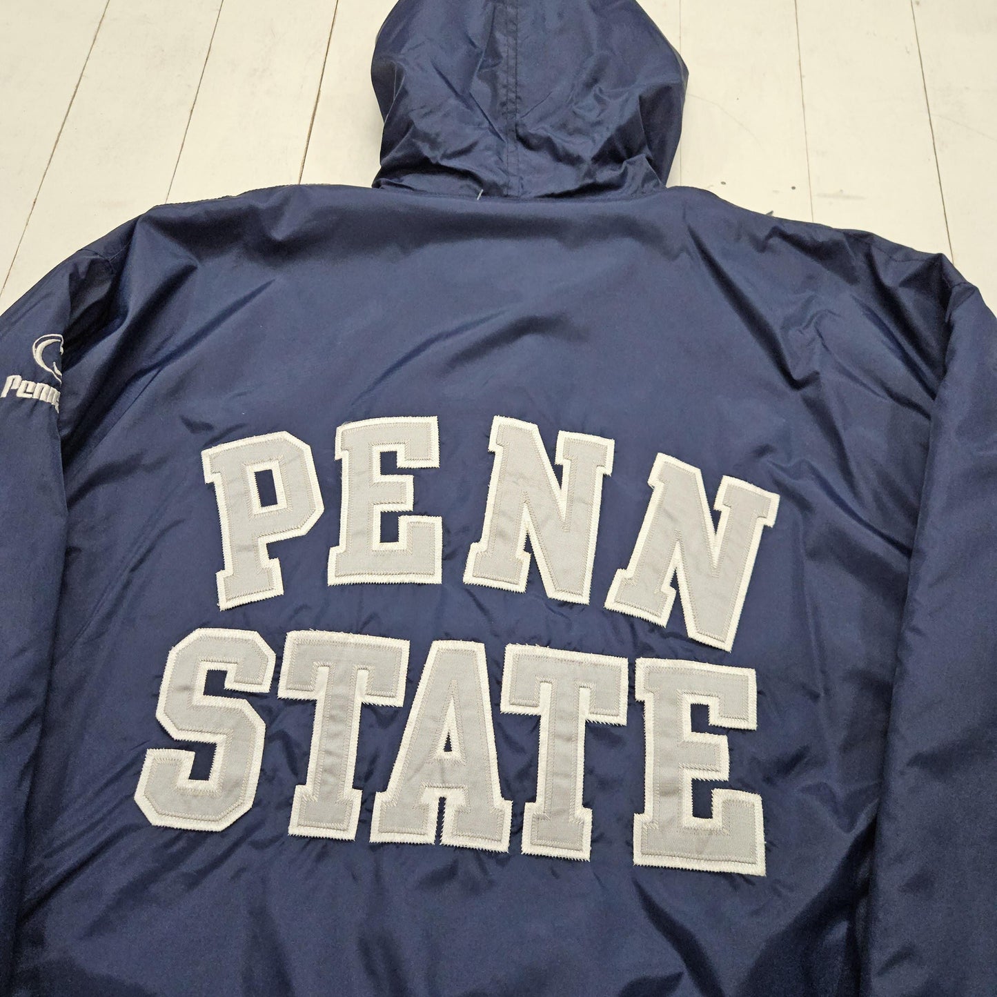 1990s Gear for Sports Blue Penn State Embroidered Lined Zip Up Hoodie Jacket Size XL