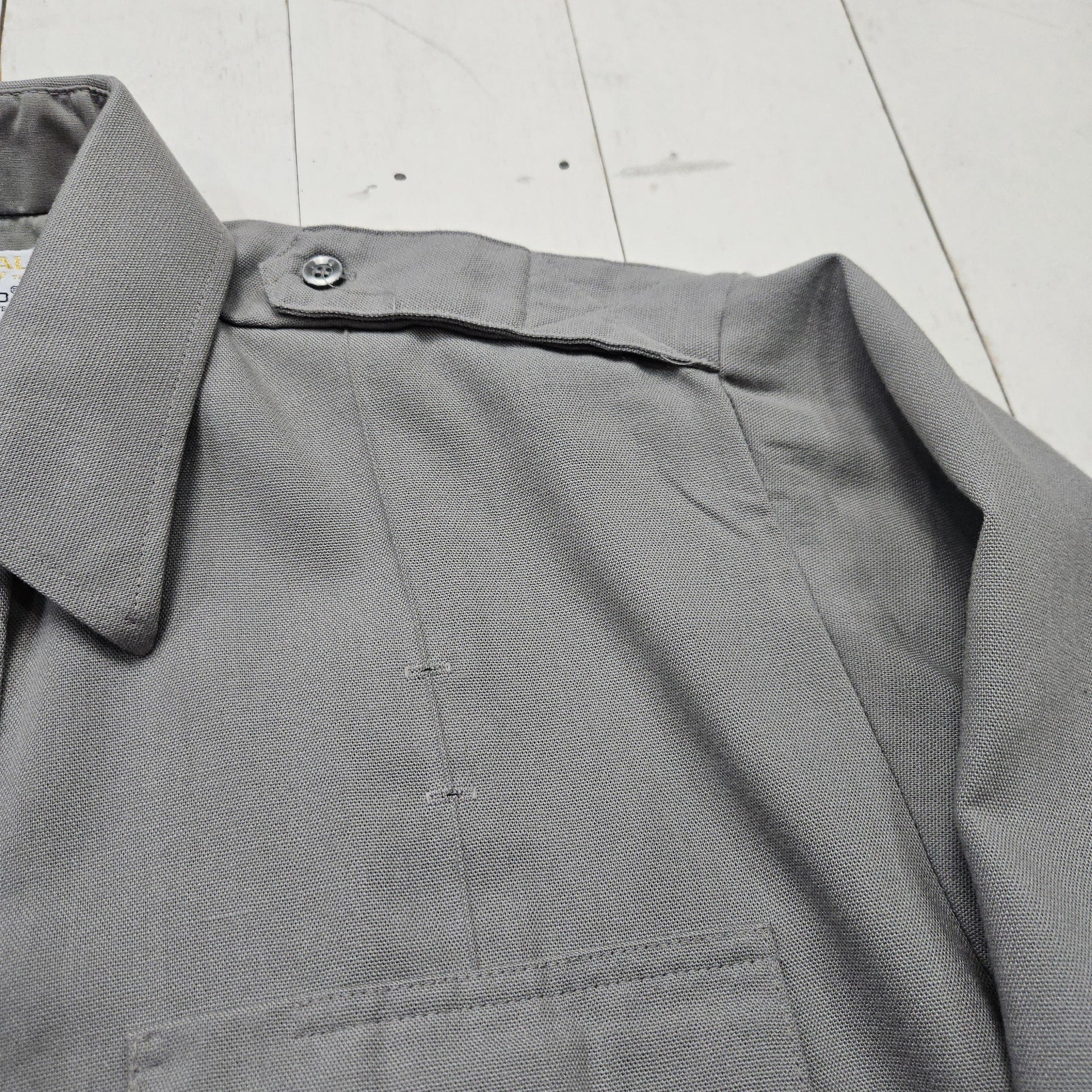 1980s Elbeco Special Duty Grey Button Up Uniform Shirt Made in USA Size L