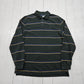 1990s/2000s Y2K Izod Green Striped Long Sleeve Polo Shirt Size L