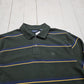 1990s/2000s Y2K Izod Green Striped Long Sleeve Polo Shirt Size L