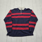 1990s/2000s Y2K John Ashford Blue Red Striped Long Sleeve Rugby Shirt Size M/L