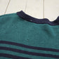 1990s/2000s Y2K Paul Harris Blue Green Striped Ramie Cotton Blend Knit Button Up Cardigan Size L