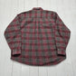 2000s Van Huesen Red/Grey Plaid Flannel Button Down Shirt Size XXL